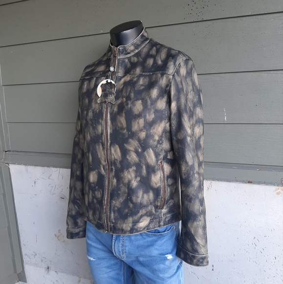 NWT PinoPorte Camo Leather Moto Jacket - Picture 4 of 13